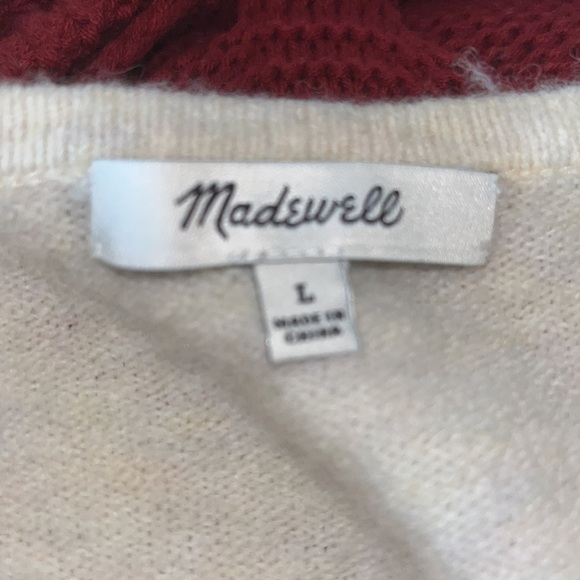 Madewell Wool Alpaca Blend Colorblock Bubble-Sleeves Cardigan Sweater - Picture 9 of 11